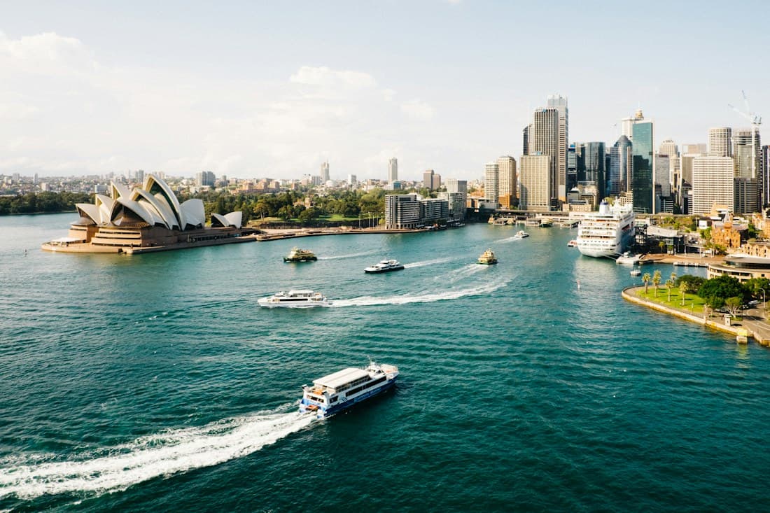 Sydney Opera House beside the harbour