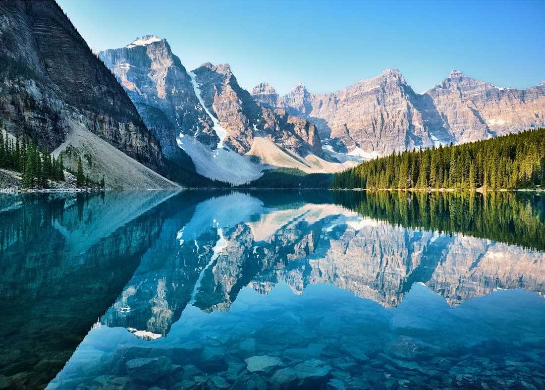 Canadian mountain landscape beside a lake